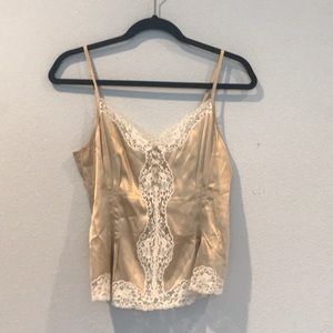 Banana republic silk and lace tan/gold tank top.